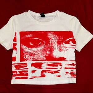 Red 90's Y2K Graphic Crop Top